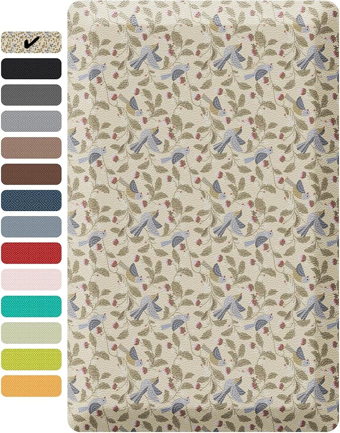Ophanie Kitchen Mats for Floor, 3/4 inch Thick, 17x28 Anti Fatigue Cushioned Mat, Kitchen Rugs, Waterproof, Comfort Ergonomic Standing Mat for Office, Home, Sink, Bird Non-Slip Ridged Bottom
