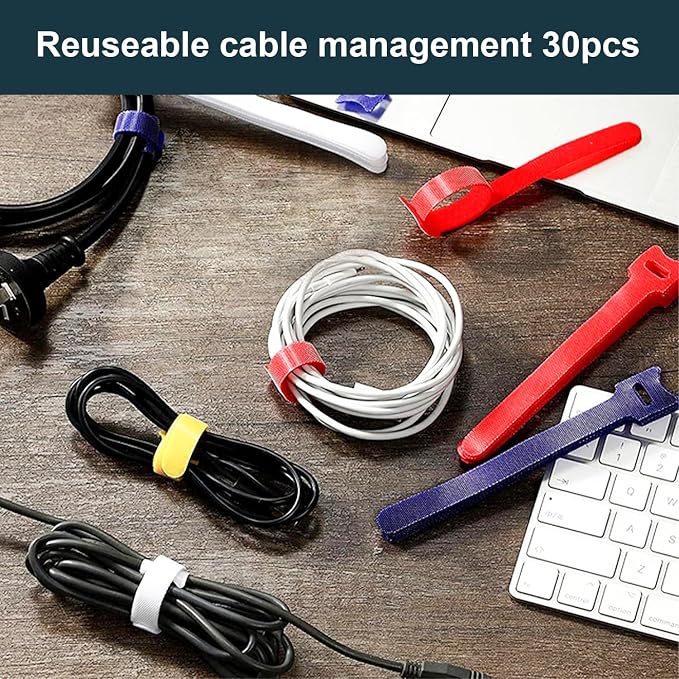 INCHOR Cable Management Kit 210 Pcs, 5 Cord Organizer for Desk, 28 Cable Clips, 100 Fastening Cable Ties, 4 Cable Sleeve Split, 10 Wire Organizers for Cords, 20 Zip Tie Mounts for Car Office Home