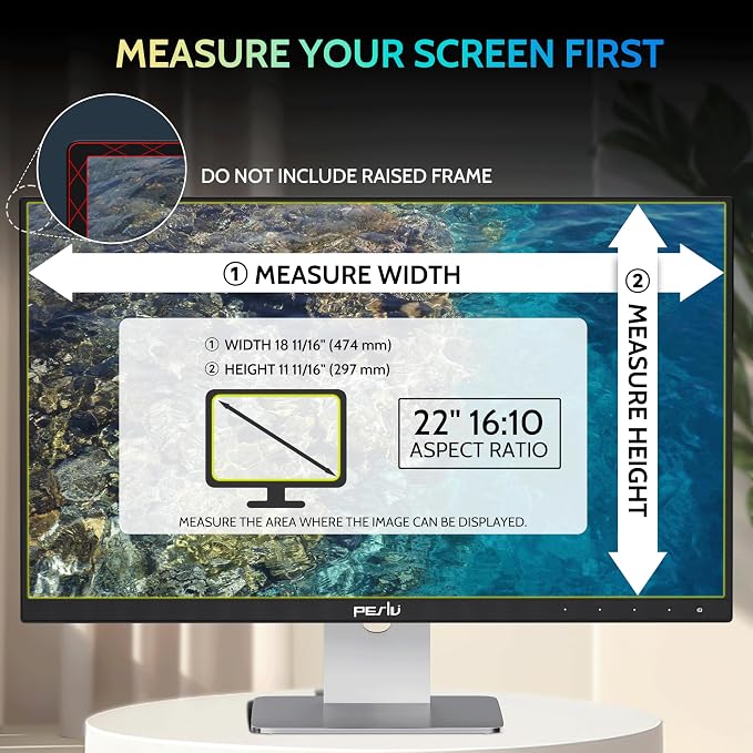 Peslv [2-Pack] 22 Inch Privacy Screen for Computer Monitor 16:10 Aspect Ratio, Eye Protection Anti Blue Light Glare Shield, 22inch Removable Black Blackout Anti Spy Desktop Security Private Filter