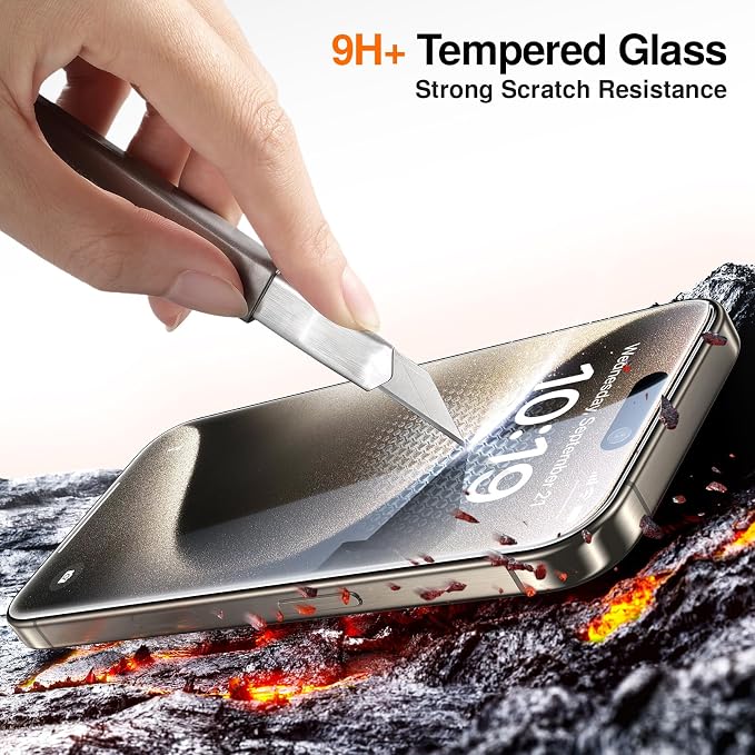 SMARTDEVIL 2 Pack Privacy Screen Protector for iPhone 15 Pro, Anti-Spy Tempered Glass Film, 9H Hardness Military Grade Shatterproof, Easy to Install, Auto Bubble-Free and Dust-Free Box, Case Friendly