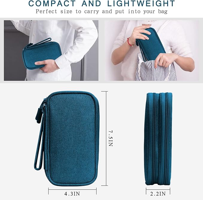 Skycase Electronic Organizer Travel Case - Waterproof Travel Cord Pouches for Organization, Cable Organizer, All-in-One Double Layers Storage Bag for Accessories, Charger, Cable, Green - Medium