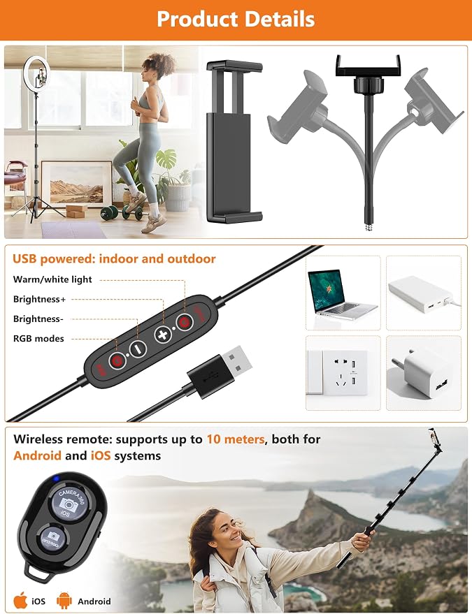 12" Selfie Ring Light with 73" Extendable Tripod Stand: PEYOU Desk Selfie Lights 38 Color Modes, Upgrade 3 in 1 Dimmable Adjustable Speed Ring Light for Makeup/TIK Tok/YouTube