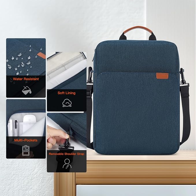 12.9-13 Inch iPad Carrying Bag for 2026 13 inch iPad Air M4 M3 M2 & iPad Pro M4 M5 with Magic Keyboard, iPad Pro 12.9, Travel Shoulder Sleeve Case Bag, Navy Blue