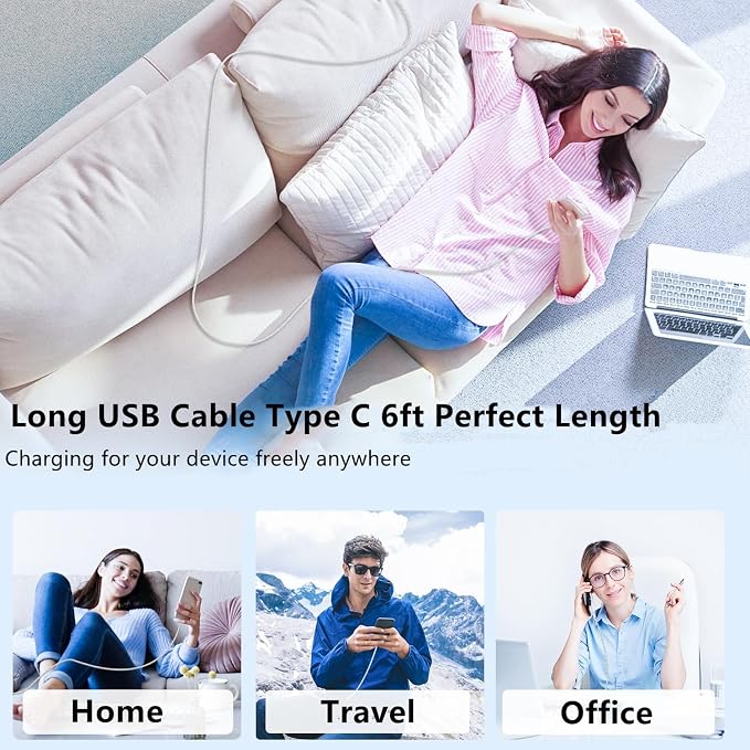 USB C to C Charger Cable 6ft, 60W Type C to C Fast Charging Cable Cord Long for Apple iPhone 17 Pro Max/17 Air/16 Pro Max/16 Pro/15 Plus/15 Pro Max/MacBook 2021/2020/2019,iPad Pro/Mini/Samsung Galaxy