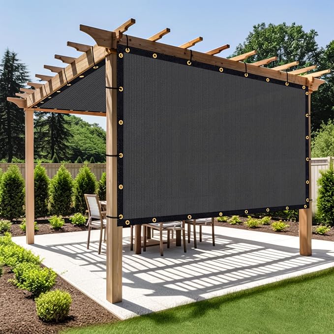 Shade&Beyond Customized Size 11' X 14' Shade Cloth with Grommets, 90% UV Protection UV Protection Mesh Tarp Sun Screens for Patio GN01, Dark Gray