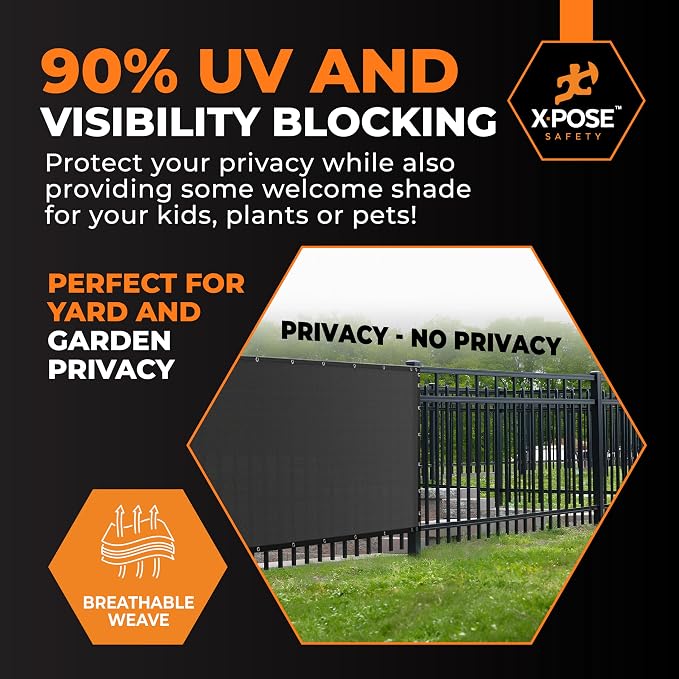 Xpose Safety Privacy Fence Screen 4’ x 50’ (36 Pack) – Bulk Half Pallet – Heavy Duty Black Mesh with 90% Visibility Block, UV Protection – Includes Cable Ties for Garden, Yard, Nursery, Kennel,Dog Run