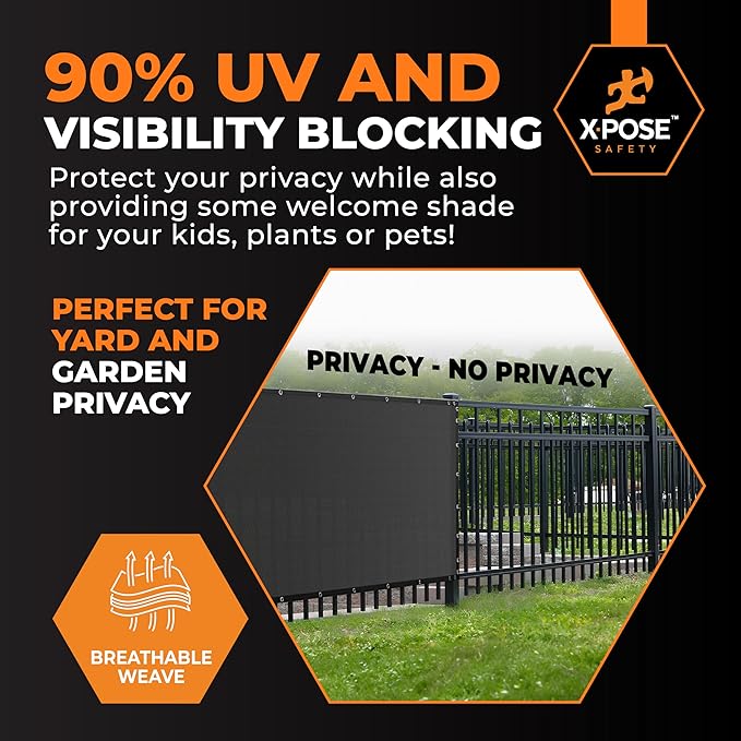 Xpose Safety Privacy Fence Screen 5’ x 50’ (2 Pack) – Heavy Duty Black Mesh with 90% Visibility Block, UV Protection – Includes Cable Ties – for Garden, Yard, Nursery, Kennel, Dog Run, Greenhouse
