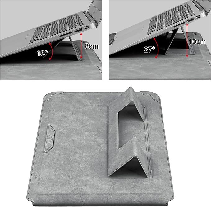 HoYiXi 14 Inch Laptop Sleeve Case with Stand Feature for Mac Book Pro 14 2021/ASUS Vivobook 14/HP Pavilion X360/IdeaPad 14/Dell HP ASUS Acer Huawei Matebook 14'',Compatible 13.3-14'' PC,Light Gray