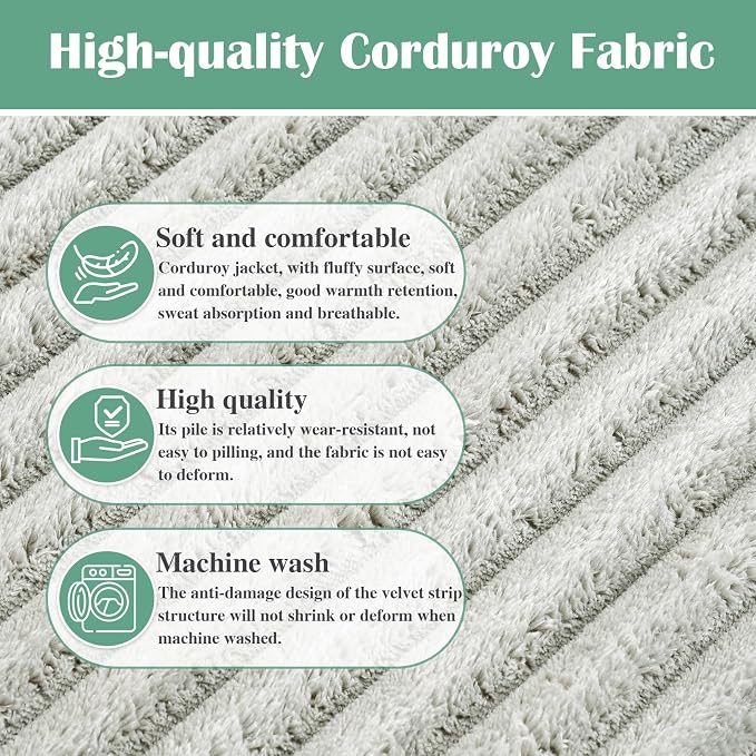 Rectangular Pouf Ottoman, Stuffed Floor Pouf with Foam Chunk Filling, Soft Coral Fleece Furry Foot Rest Stool, Multi-Use Ottoman for Living Room, Wide Stripe Boho Decor, Dark Gray