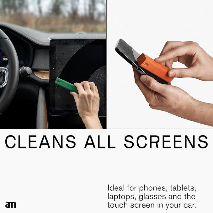 am Screen Cleaner Mist Spray with Microfiber Cloth – Alcohol-Free Screen Cleaning Kit for Phones, Tablets, Laptops, TVs & Car Displays, 3 Pack, Green