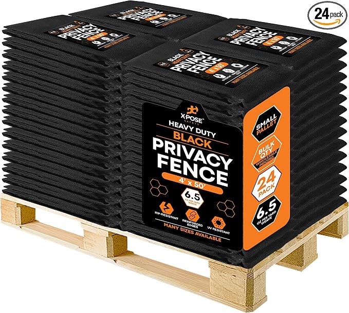 Xpose Safety Privacy Fence Screen 4’ x 50’ (24 Pack) – Heavy Duty Black Mesh with 90% Visibility Block, UV Protection – Includes Cable Ties – for Garden, Yard, Nursery, Kennel, Dog Run, Greenhouse