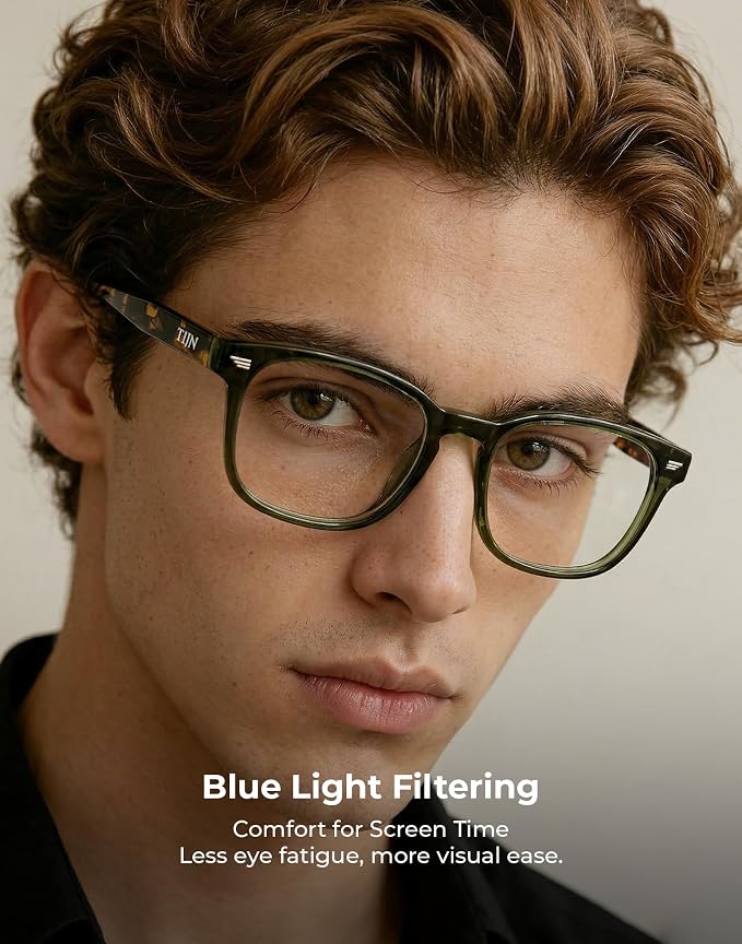 TIJN Premuim Blue Light Blocking Glasses for Women Men Square Frame Nerd Eyeglasses Anti Blue Ray Computer Screen Glasses
