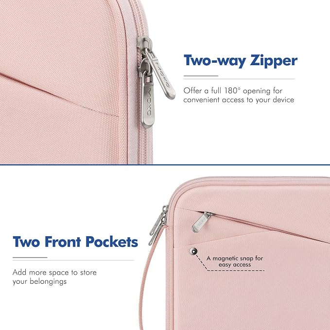 MoKo 9-11 Inch Tablet Sleeve Carrying Case with Handle, Padded Protective Travel Bag for New 11-inch iPad Air 4 2026/Pro M5/ A16, iPad 10th/Air 5/4th 10.9, i-Pad 9/8th 10.2,Tab S9/S8 11, Pink
