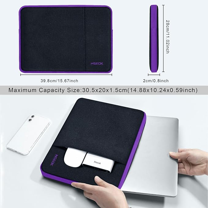 Hseok Laptop Sleeve 15.6 16 inch Case Compatible with MacBook Neo 16, MacBook Pro 16" M5/M4/M3/M2/M1, MacBook Air Pro 15", XPS 16, Most 15" 15.6" 16" Notebooks,B02K07