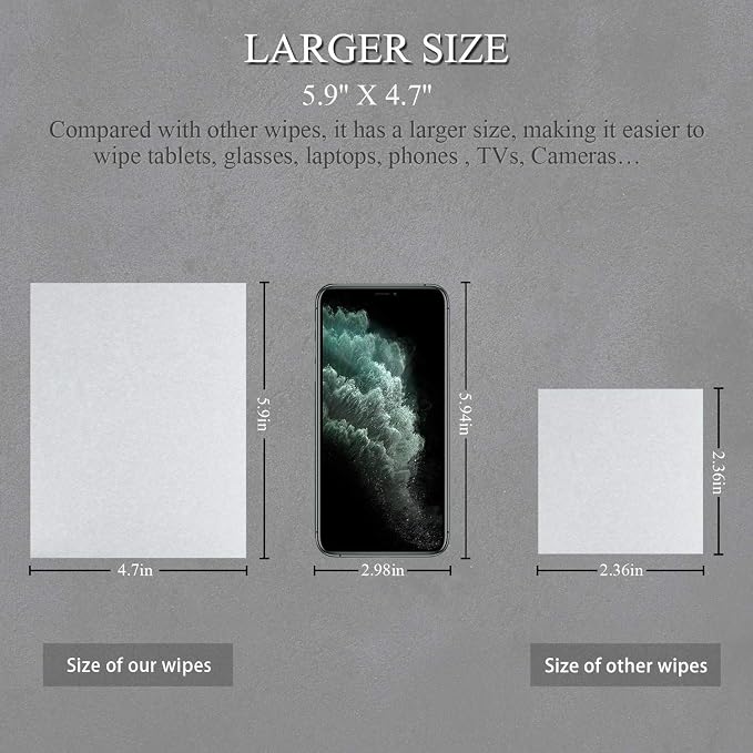 Monitor Wipes, Pre-Moistened Computer Screen Wipes for Electronics, Computer Monitor Cleaning Wipes for Eyeglasses, Tablets, Camera Lenses, Laptop, Screen Cleaner Wipes for Phones, TV, LCD