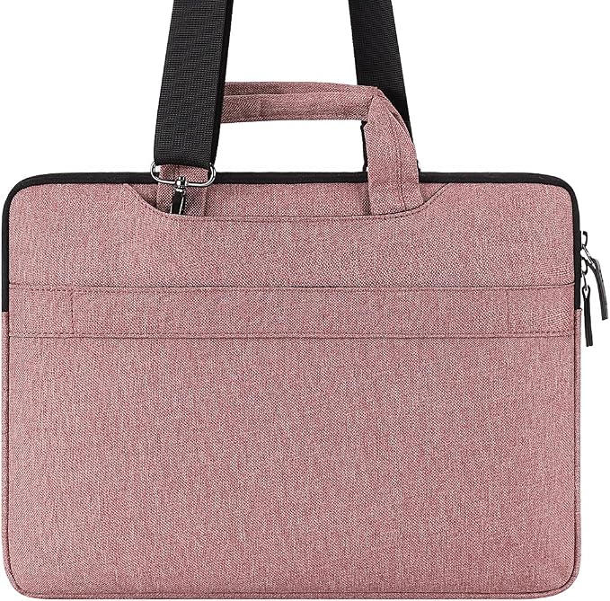 DOMISO 14 inch Laptop Messenger Shoulder Bag Tote Bag for Women for Men,Business Travel Work Computer Bag Chromebook Case Briefcase,Compatible with 15 inch MacBook Air/Pro,14 inch HP Dell ASUS,Pink