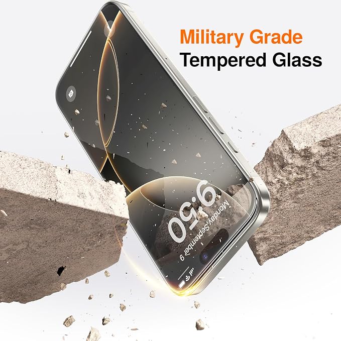 SMARTDEVIL 2 Pack Screen Protector for iPhone 16 Pro Max, 9H Hardness Military Grade Shatterproof HD Clear Tempered Glass, Easy to Install, Auto Bubble-Free and Dust-Free Box, Case Friendly