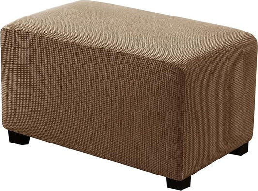 Ottoman Covers Ottoman Slipcovers Folding Storage Stool Washable Furniture Protector,Elastic Foot Stool Foot Rest Protector for Living Room Bedroom,Medium,Brown
