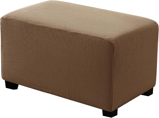 Ottoman Covers Ottoman Slipcovers Folding Storage Stool Washable Furniture Protector,Elastic Foot Stool Foot Rest Protector for Living Room Bedroom,X-Large,Brown