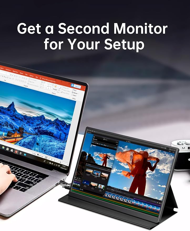 Small Portable Monitor 10.5" 400 Nits 15:10 FHD 1280P IPS Screen, Ultra-Slim Mini Monitor w/Smart Cover & Speaker, USB C HDMI HDR Portable Gaming Monitor, Travel Monitors for Laptop PCs