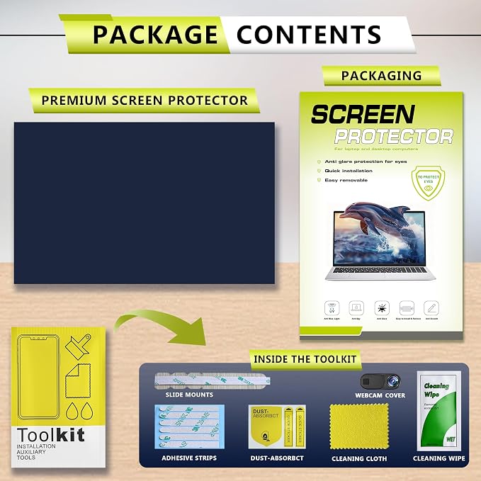 11.6 Inch Laptop Privacy Screen Protector for 16:9 Aspect laptop，11.6" Anti Glare Blue Light Filter Security Shield Compatible with Lenovo Hp Dell Acer Asus Thinkpad Envy Xps with Camera Cover