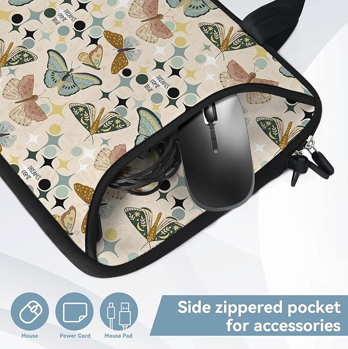 RICHEN 17 inch Laptop Shoulder Bag Carrying Case with Handle Fits 15.6/16/17/17.3/17.4 inch Laptop Notebook (Butterflies Wishes, 16-17.3 inch)