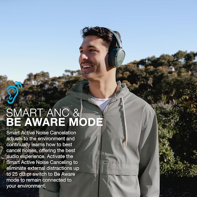 JLab, JBuds Lux ANC, Over Ear Headphones, Active Noise Cancelling, Bluetooth, Spatial Audio, Sage