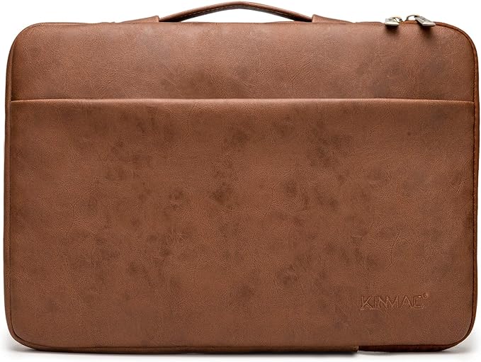 Kinmac 360 Degree Protective Laptop Sleeve Case Bag with Handle for MacBook Air 15 inch and 15 inch-15.6 inch HP Lenovo Dell ASUS Acer Laptop (Coffee PU)