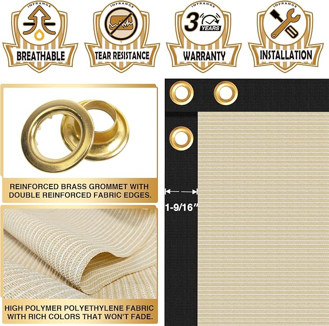 Privacy Fence Screen 6' x 49' Fencing Cover Heavy Duty Mesh Windscreen Cloth for Outdoor Garden Patio Backyard Chain Link Fence Beige