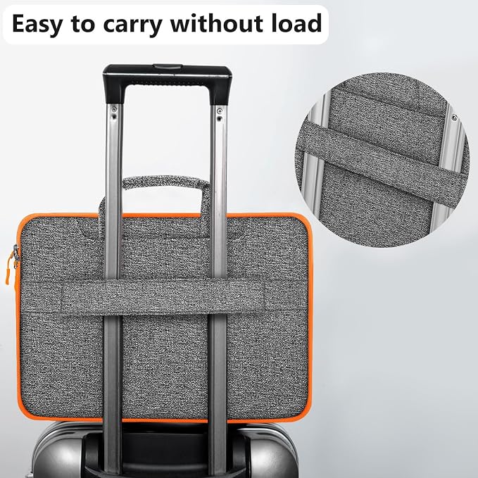 Hseok Laptop Shoulder Bag 13-14 inch Shockproof Water-Resistant HandBag with Small Case Compatible with MacBook Pro/Neo 14" M5/M4/M3/M2/M1, Mac Air/Pro 13.3", XPS 13/14, Most 13"-14" PC,Gray-orange