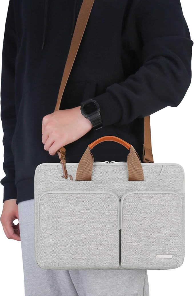 Lacdo 360° Protective Laptop Shoulder Bag, 16 inch Computer Bag for 16 inch MacBook Pro M5 Pro/Max A3428 A3429 (2026), M4/M3/M2/M1 Pro Max A3403 A3186 A2991 A2780 A2485 2024-2019 Messenger Bag, Gray