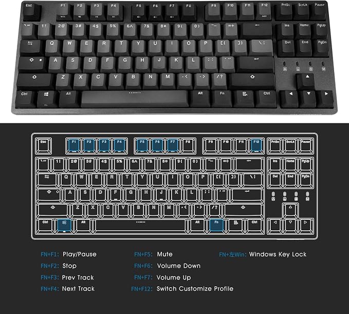 DURGOD Taurus K320 TKL Mechanical Gaming Keyboard - 87 Keys - Double Shot PBT - NKRO - USB Type C (Cherry Speed Silver, Space Grey)