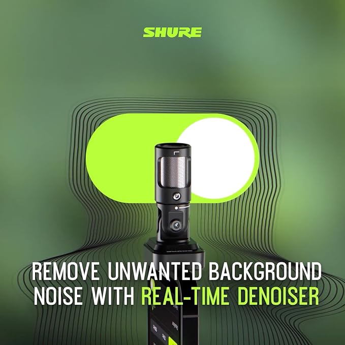 Shure MV88 USB-C Microphone for Mobile Recording, Portable Mic for Vlogging with Auto Level Mode, Real-Time Denoiser for Smart Noise Cancelling & 4 Polar Patterns, Black