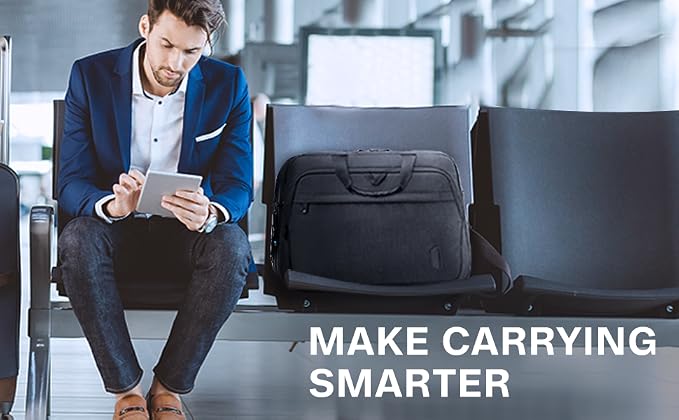 BAGSMART 17.3 Inch Laptop Bag, Expandable Computer Bag Laptop Briefcase Men Women,Laptop Shoulder Bag,Work Bag Business Travel Office, Black