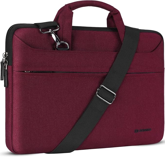 DOMISO 15.6 inch Laptop Messenger Shoulder Bag Tote Bag for Women for Men,Business Travel Work Computer Bag Case Briefcase,Compatible with 16 inch MacBook Pro/Max,15.6 inch HP Dell XPS 16, Fuchsia