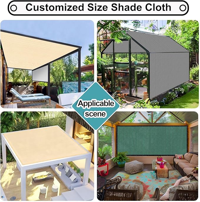 Shade&Beyond 90% Sun Shade Cloth with Grommets, 12' X 20' Pergola Shade Cover Canopy, Mesh Tarp Sun Screens for Patio, Outdoor, Garden, Backyard, Green