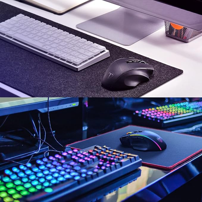 RisoPhy Wireless Gaming Mouse, 3 Modes - 2.4G/USB-C/Bluetooth 6 Level 10000DPI Chroma RGB Backlit Ergonomic 8 Programmable Buttons, 58H Capacity Rechargeable Computer Mouse for PC/Mac/Laptop