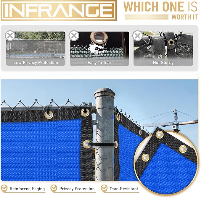 Privacy Fence Screen 6' x 291' Fencing Cover Heavy Duty Mesh Windscreen Cloth for Outdoor Garden Patio Backyard Chain Link Fence Blue