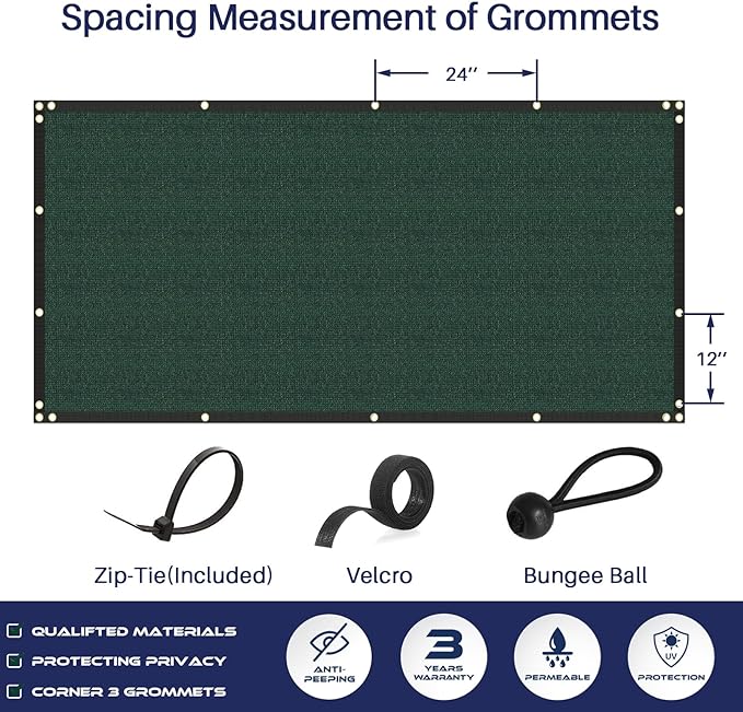 Windscreen4less 4' x 74' Privacy Fence Screen Heavy Duty Windscreen Fencing Mesh Fabric Shade Net Cover with Brass Grommtes for Outdoor Wall Garden Yard Pool Deck Green