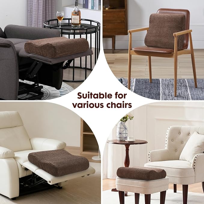 B Shape Corduroy Recliner Foot Pillow, Foam Extra Large Foot Rest Cushion with Adjustable Straps, Suitable for Bed Chair Sofa Headrest Back Lumbar Leg Support Pillow (Brown)