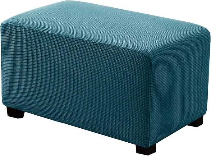 Ottoman Covers Ottoman Slipcovers Folding Storage Stool Washable Furniture Protector,Elastic Foot Stool Foot Rest Protector for Living Room Bedroom,Small,Dark Green