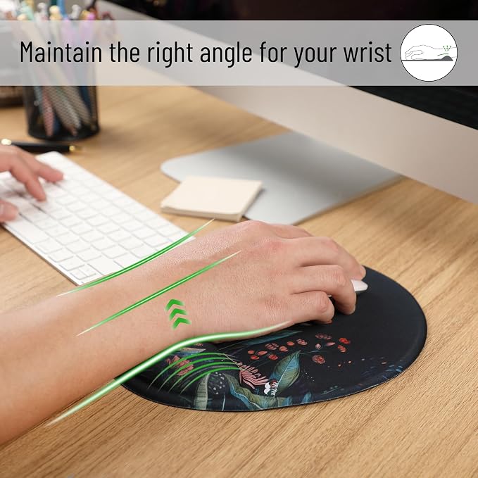 Mr. Pen- Ergonomic Mouse Pad with Wrist Rest, Midnight Bloom Design, Breathable Fabric with Memory Foam Cushion, Non-Slip Rubber Base, Gel Mouse Pad with Wrist Support