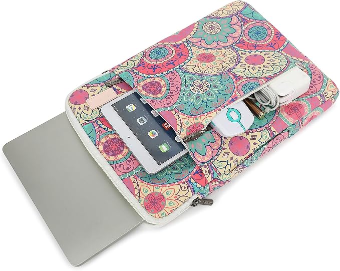 360° Protective Laptop Sleeve Case Bag with 3 Pockets,Handle,Luggage Strap for MacBook Pro 14 inch and 14 inch-14.4 inch Screen Laptop (Bandanna)