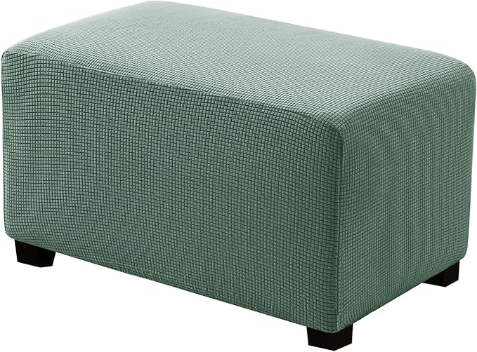 Ottoman Covers Ottoman Slipcovers Folding Storage Stool Washable Furniture Protector,Elastic Foot Stool Foot Rest Protector for Living Room Bedroom,X-Large,Light Green