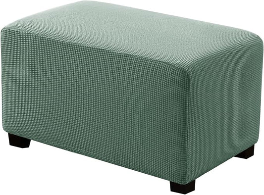 Ottoman Covers Ottoman Slipcovers Folding Storage Stool Washable Furniture Protector,Elastic Foot Stool Foot Rest Protector for Living Room Bedroom,Small,Light Green