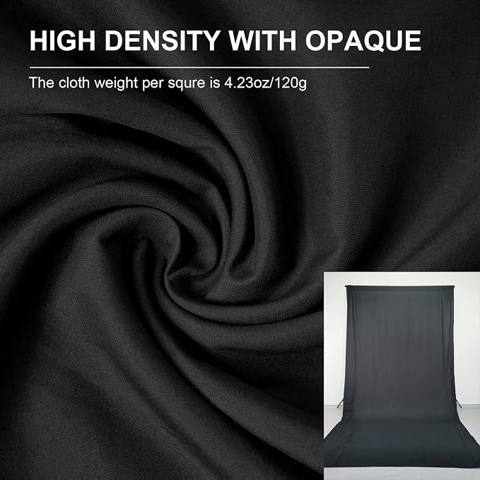 Black Backdrop for Photography 10 x 10 Ft,Black Background Sheet for Photography,Photo Backdrop Curtain for Photoshoot Video Polyester Cloth Video Studio Calls Streaming Gaming