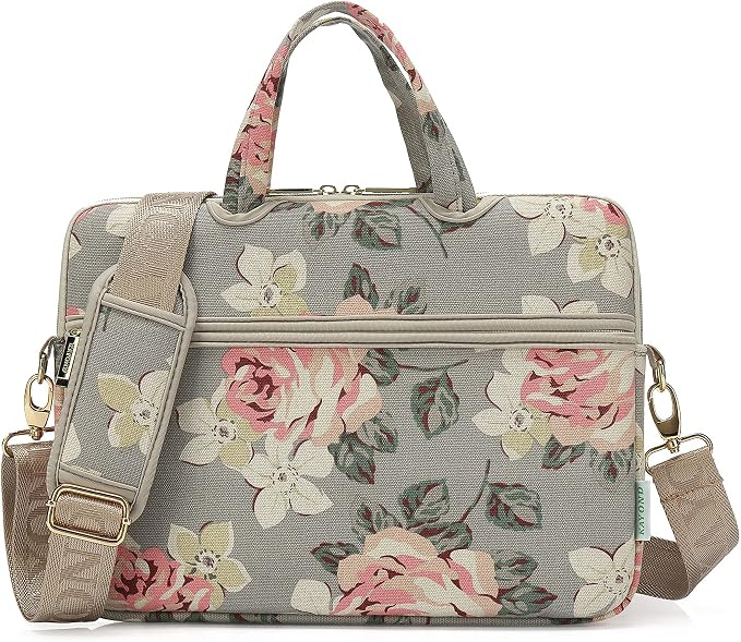kayond White Rose Patten water resistant Laptop Shoulder Messenger Bag Case Sleeve for 14 Inch 14.1 Inch Laptop,Laptop Briefcase