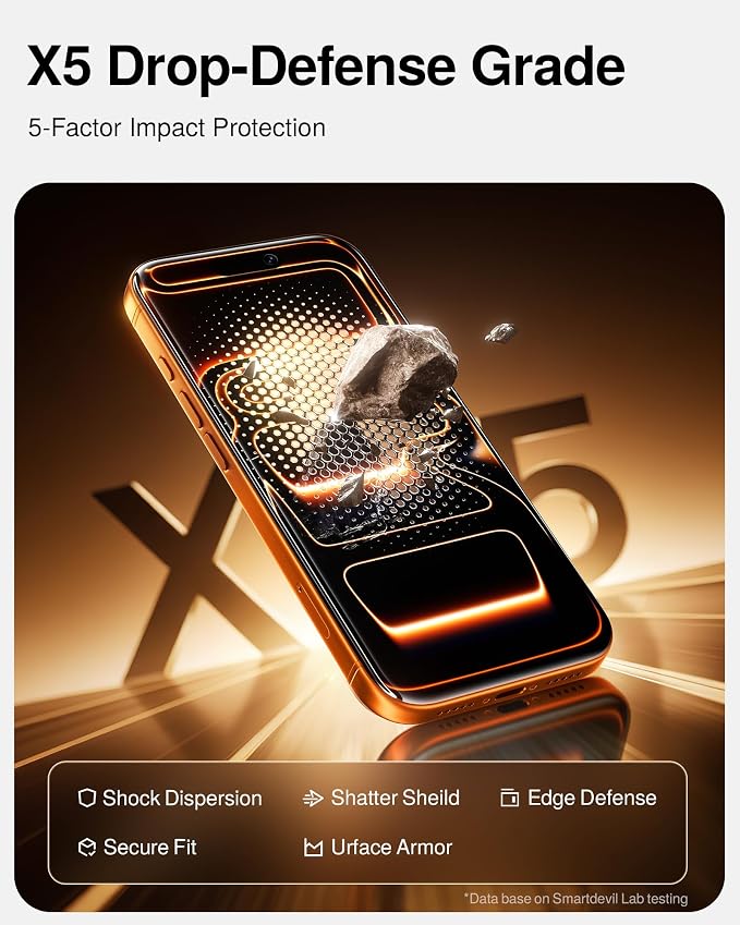 SMARTDEVIL 2 Pack Tempered Glass for iPhone 17 Pro Max Screen Protector, Military-Grade Shatterproof Protection, 9H Hardness, Fast & Easy Installation, Case Friendly Design