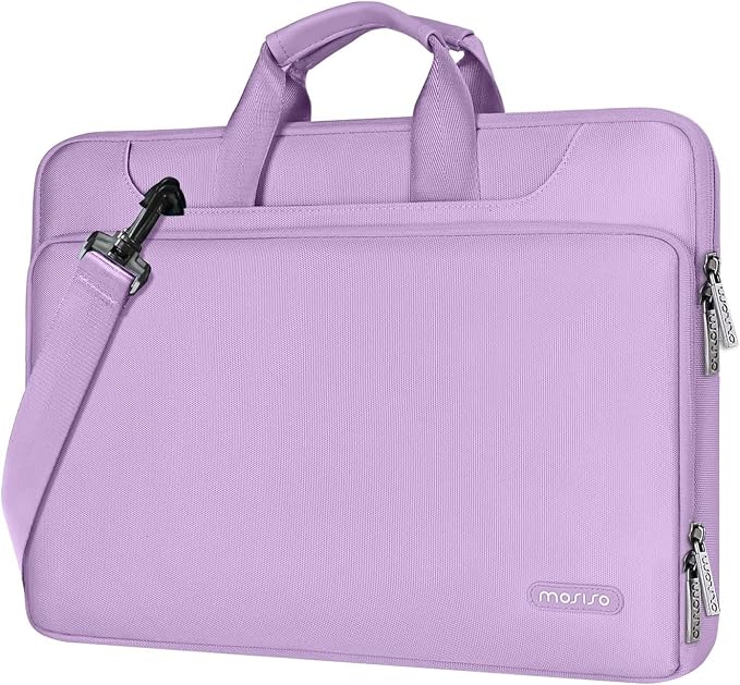 MOSISO 360 Protective Laptop Bag 15.6 inch, 15-16 inch Computer Bag Compatible with MacBook Air 15 inch/Pro 16 inch, HP,Dell,Lenovo,Asus,Notebook, Laptop Carrying Case with Strap&Handle, Light Purple