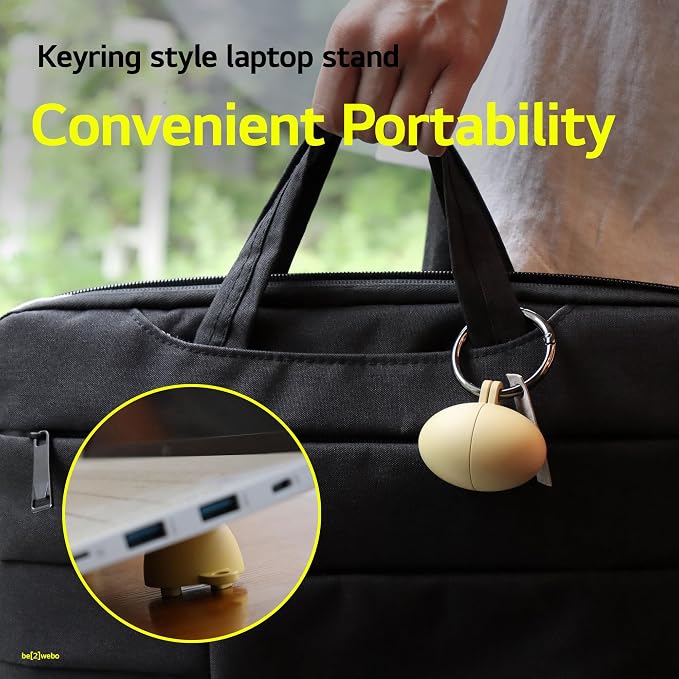 Portable Egg Keyring Style Anti-Slip Silicone Laptop & Pad Stand 2set(4pcs) - Ergonomic Viewing, Typing, Drawing, Cooling Foot/White Yellow (white+yellow)